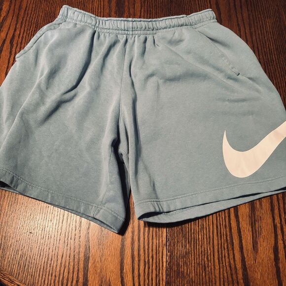 VTG Nike SWOOSH LOGO Cotton Sweat Shorts men's size XL Black tag  Blue - Picture 2 of 11